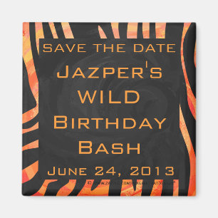 Orange and Black Zebra Monogram Magnet
