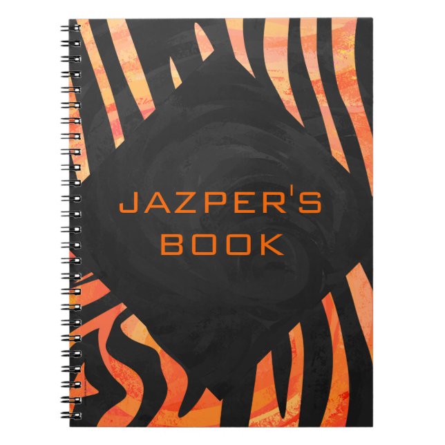 Orange and Black Zebra Monogram Notebook (Front)