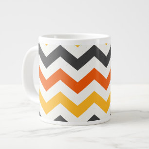 Orange and Black Zigzag Large Coffee Mug