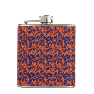 Orange and blue abstract hip flask