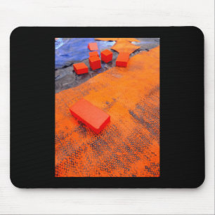 Orange And Blue Abstract Organic Plastic Arts Mouse Mat