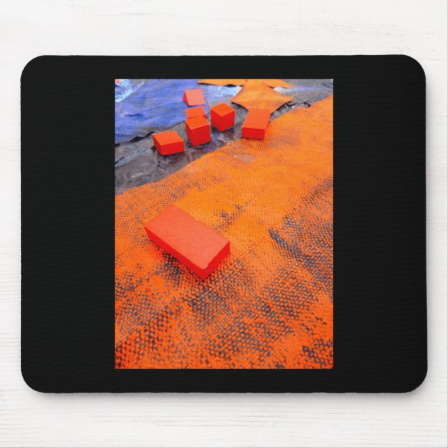 Orange And Blue Abstract Organic Plastic Arts Mouse Mat (Front)