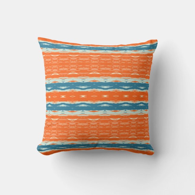 Orange and Blue Abstract Pattern Cushion (Front)