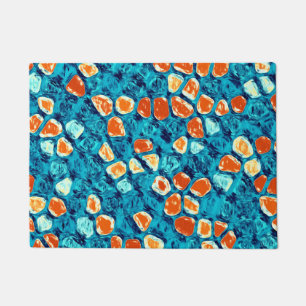 Orange and Blue Abstract Pattern Doormat