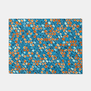 Orange and Blue Abstract Pattern Doormat