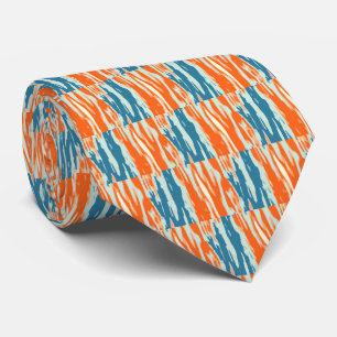 Orange and Blue Abstract Pattern Tie
