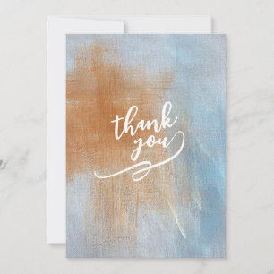 Orange and Blue Abstract Thank You Card