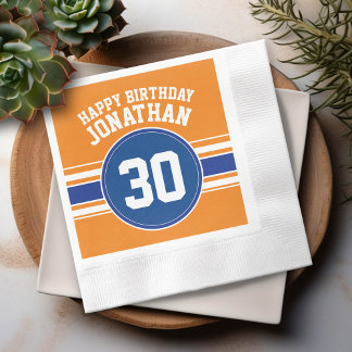 Orange and Blue Birthday Sports Theme Napkin
