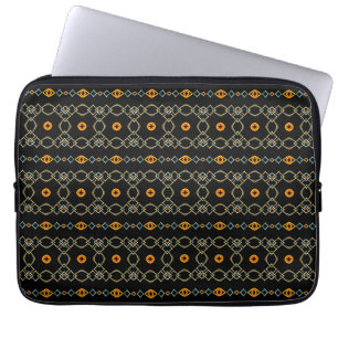 Orange and blue chains and knot stripes pattern laptop sleeve