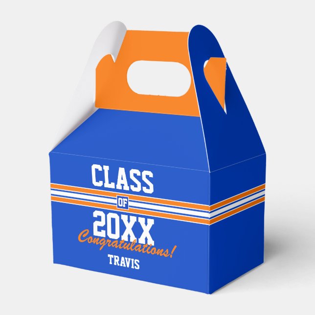 Orange and Blue Custom Graduation Favour Box (Front Side)