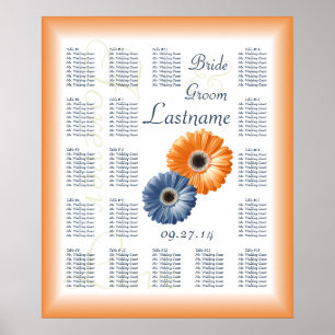 Orange and Blue Daisy Wedding Seating Chart