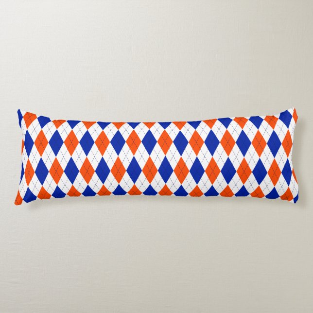 Orange and Blue Diamond Argyle Body Cushion (Front)