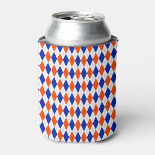 Orange and Blue Diamond Argyle Can Cooler