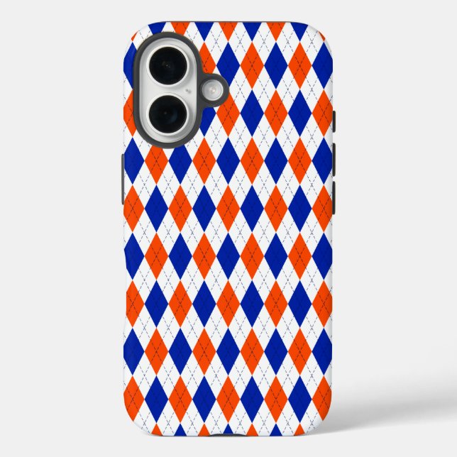 Orange and Blue Diamond Argyle Case-Mate iPhone Case (Back)