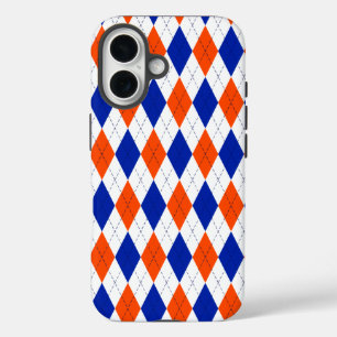 Orange and Blue Diamond Argyle iPhone 16 Case