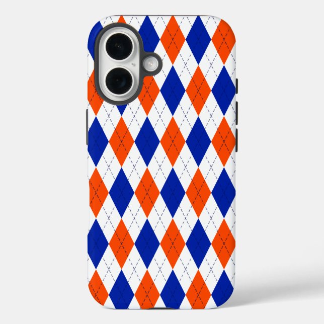 Orange and Blue Diamond Argyle Case-Mate iPhone Case (Back)