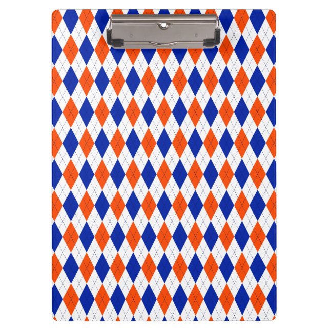 Orange and Blue Diamond Argyle Clipboard (Front)