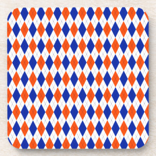 Orange and Blue Diamond Argyle Coaster