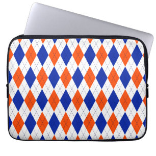 Orange and Blue Diamond Argyle Laptop Sleeve