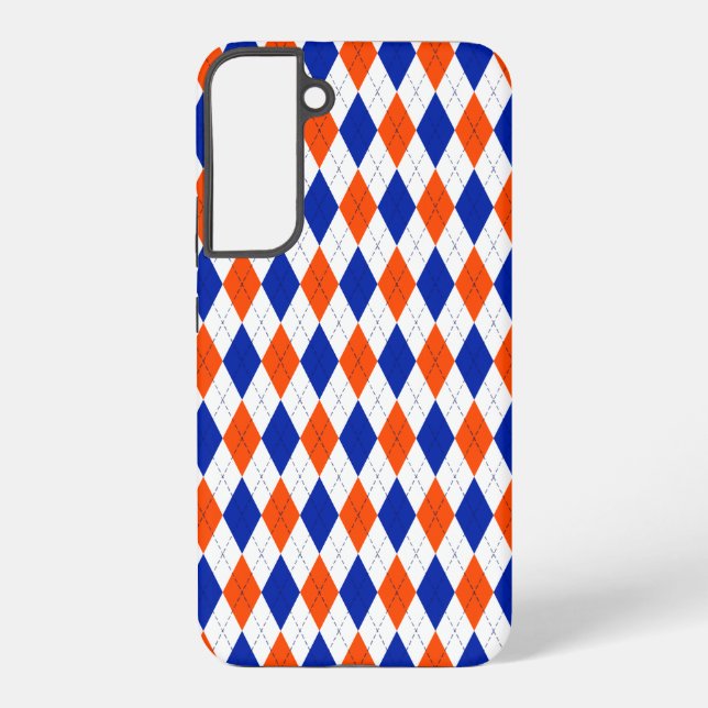 Orange and Blue Diamond Argyle Samsung Galaxy S22+ Case (Back)