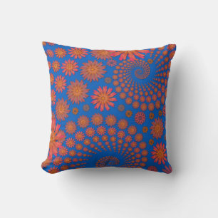 Orange and Blue Flower Design Cushion