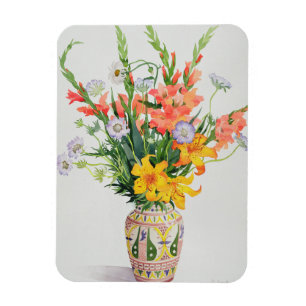 Orange and Blue Flowers in a Moroccan Vase Magnet