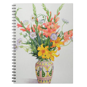 Orange and Blue Flowers in a Moroccan Vase Notebook