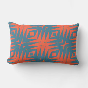 orange and blue geometric lumbar cushion