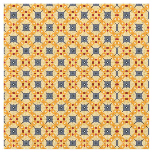 Orange and Blue geometric pattern  Fabric (Close Up)