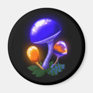 Orange and Blue Glowing Mushroom Magnet