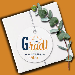 Orange and Blue Graduation Cap Favour Tags