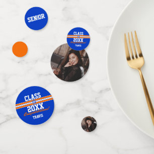 Orange and Blue Graduation Custom Congratulations Confetti