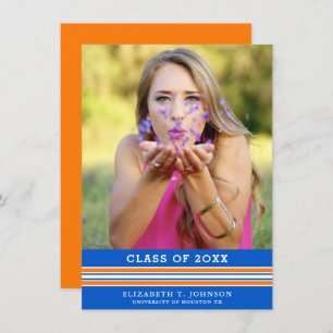 Orange and Blue Graduation Photo Announcement