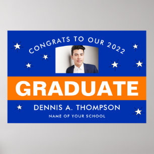 Orange and Blue Graduation Photo Custom Poster