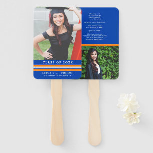 Orange and Blue Graduation Photo Hand Fan
