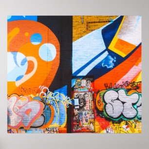 Orange and blue graffiti poster