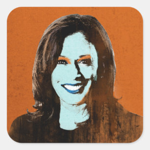 Orange and Blue Kamala Harris Pop Art Square Sticker