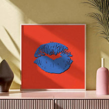 Orange and Blue Kissing Lips