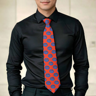 Orange and Blue Kissing Lips Tie