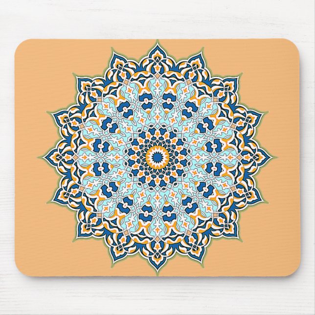 Orange and Blue Mandala Mousepad (Front)