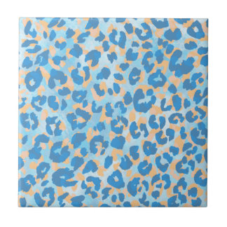 Orange And Blue Painted Leopard Tile