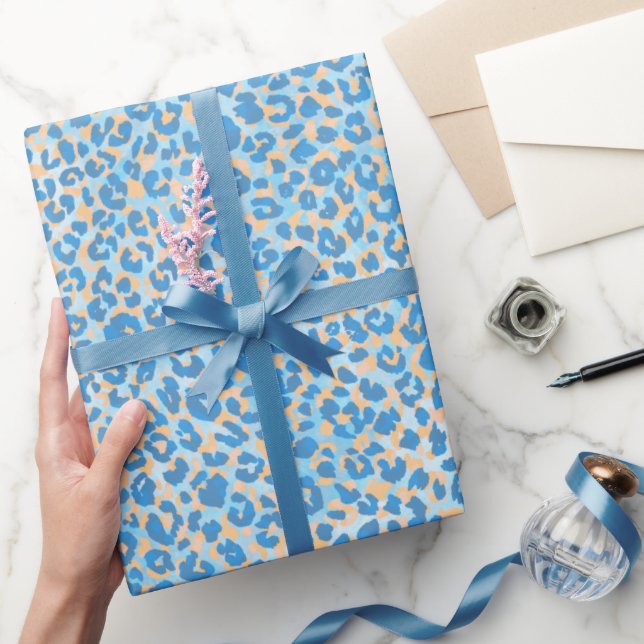 Orange And Blue Painted Leopard        Wrapping Paper (Gifting)