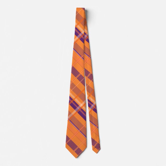 Orange and Blue Plaid Tie (Front)