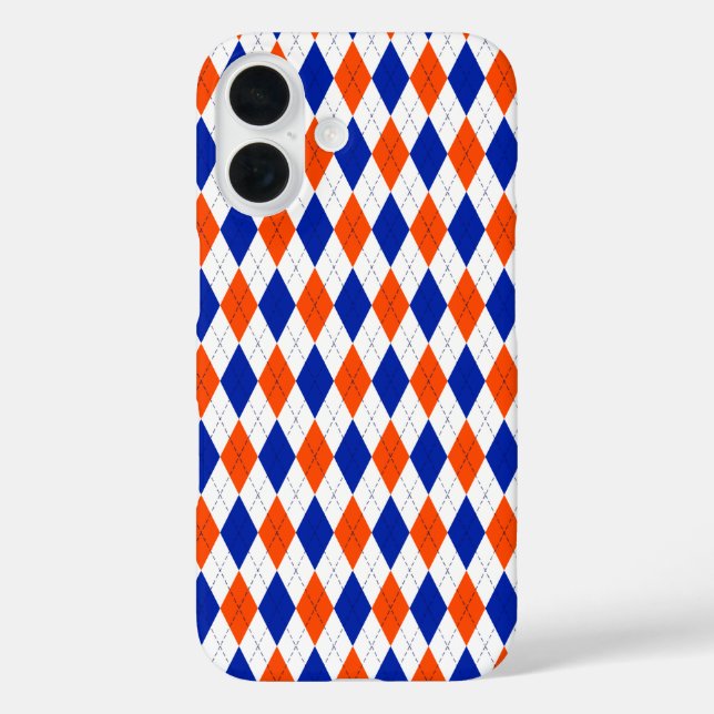 Orange and Blue Preppy Diamond Argyle Pattern Case-Mate iPhone Case (Back)