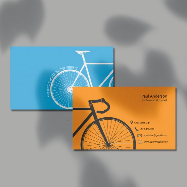 Orange And Blue Professional Cyclist Business Card (Creator Uploaded)