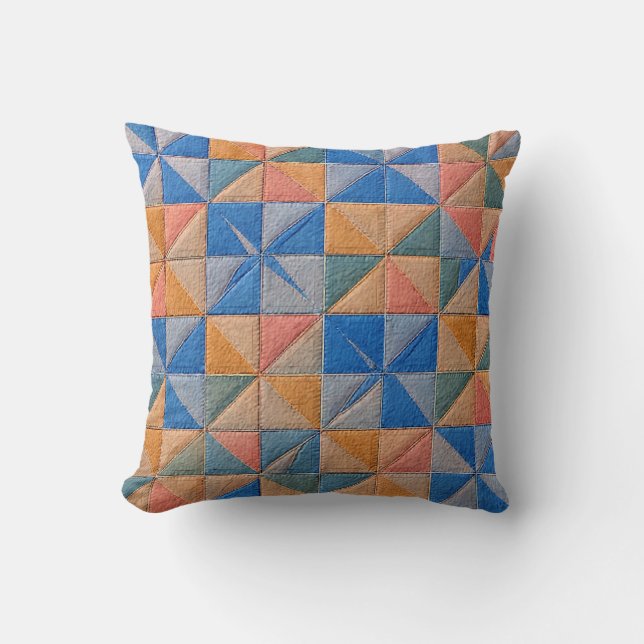 orange and blue quilt cushion (Front)