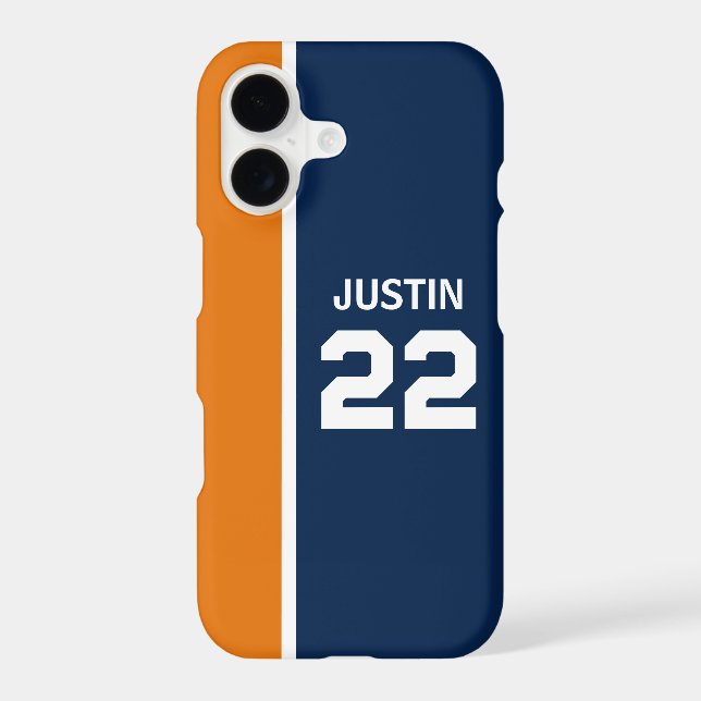 Orange and Blue Sports Theme iPhone Case (Back)