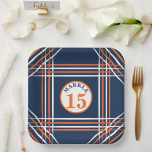 Orange and Blue Sports Theme Paper Plate