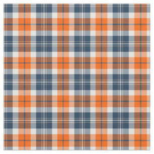 Orange and Blue Sporty Plaid Fabric