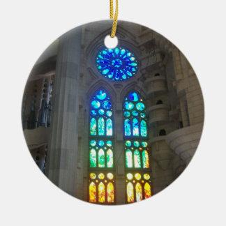 Orange and Blue Stained Glass Ceramic Tree Decoration